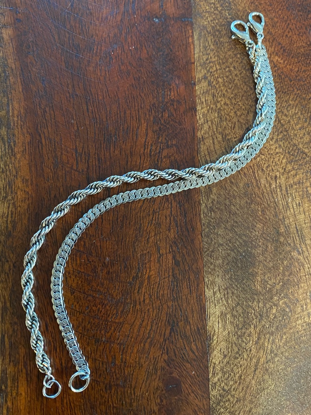Pair of Silver-Toned Chain Bracelets 7-7.25”